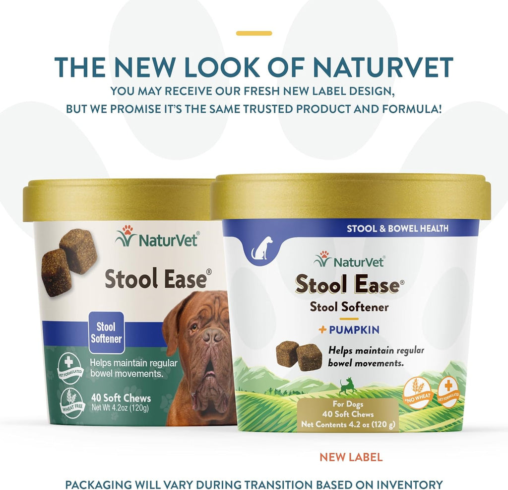 NaturVet – Stool Ease for Dogs – 40 Soft Chews – Helps Maintain Regular Bowel Movements – Enhanced with Sugar Beet Pulp, Flaxseed & Psyllium Husk – 40 Day Supply