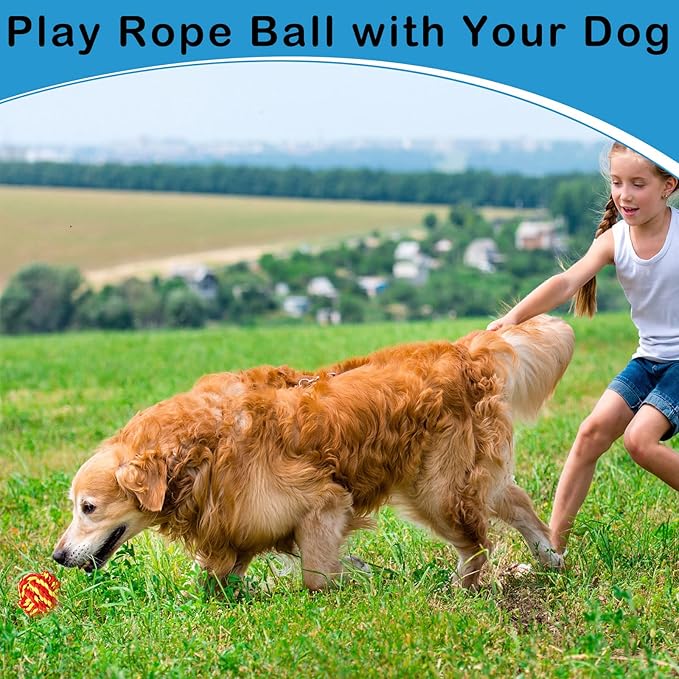 12 Pcs Large Dog Rope Ball for Aggressive Chewer 3.54 Inches Dog Rope Chew Toy for Medium Large Breeds Ball Dental Pack for Teething Chew Biting Training