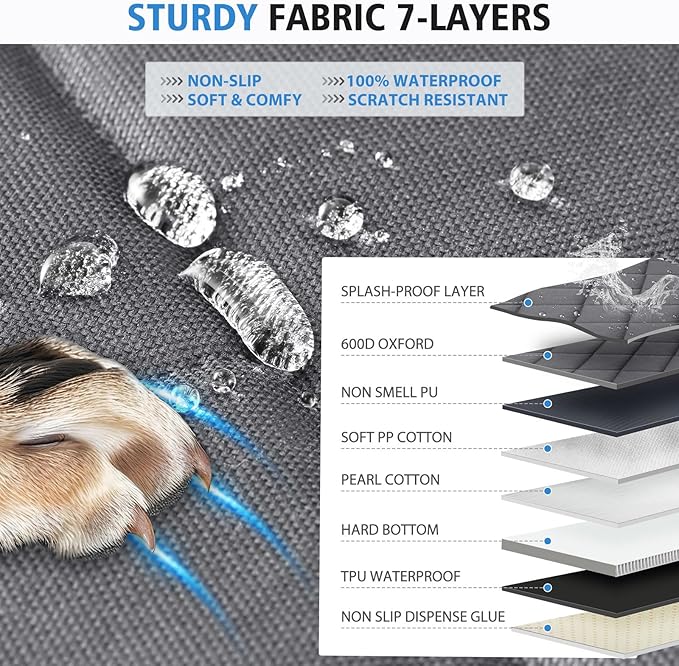 Back Seat Extender for Dogs-Firm Base, Dog Car Seat Cover for Back Seat-Keep Clean, Safe Ride Dog Hammock for Mid-Size Cars, SUVs, Trucks Black(52‘x24.8’)