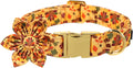 Lionet Paws Thanksgiving Day Dog Collar with Flower, Dogs Flower Collar with Metal Buckle for Dogs, Adjustable Comfortable Dog Collars Girl, M, Neck 13.5-22 in