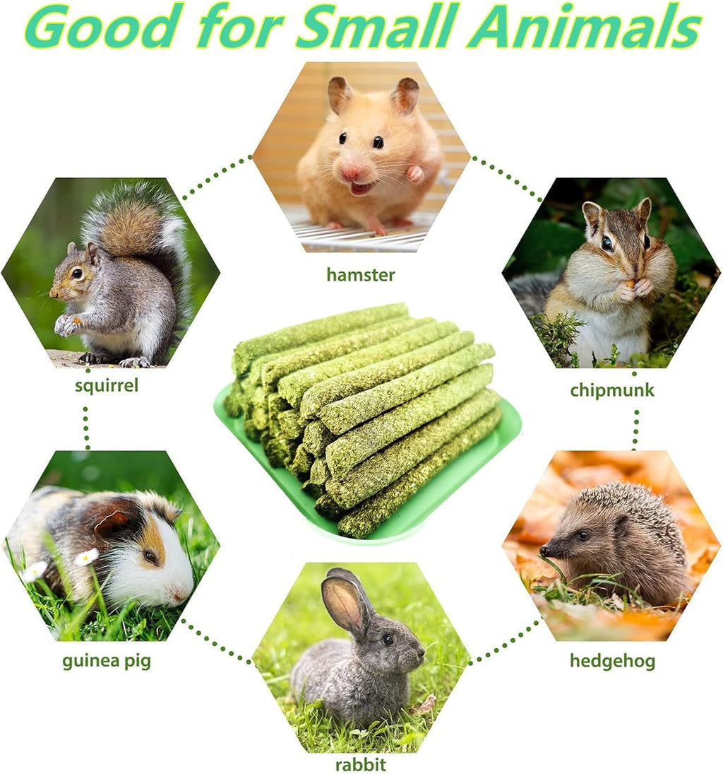 Rabbit Toys,Timothy Hay Stick for Guinea Pig Toy Bunny Chew Toys for Teeth Grinding Hamster Alfalfa Bite Treat Rabbit Molar Food Snack for Pet Rat Chinchilla Squirrel Gerbil-58PCS