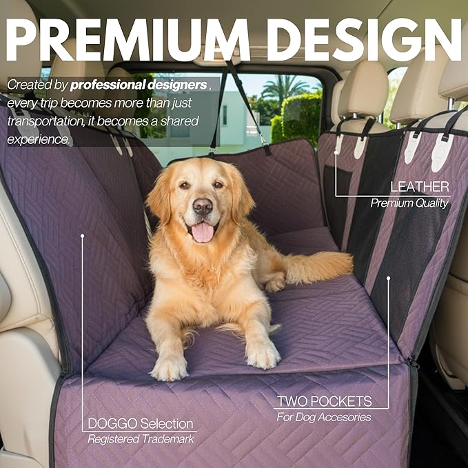 – Back Seat Pet Cover for Dogs, Premium Dog Hammock for Car with Hard Bottom | Universal Car Seat Protector, Waterproof & Washable | Dog Car Seat Cover for Large (Brown)