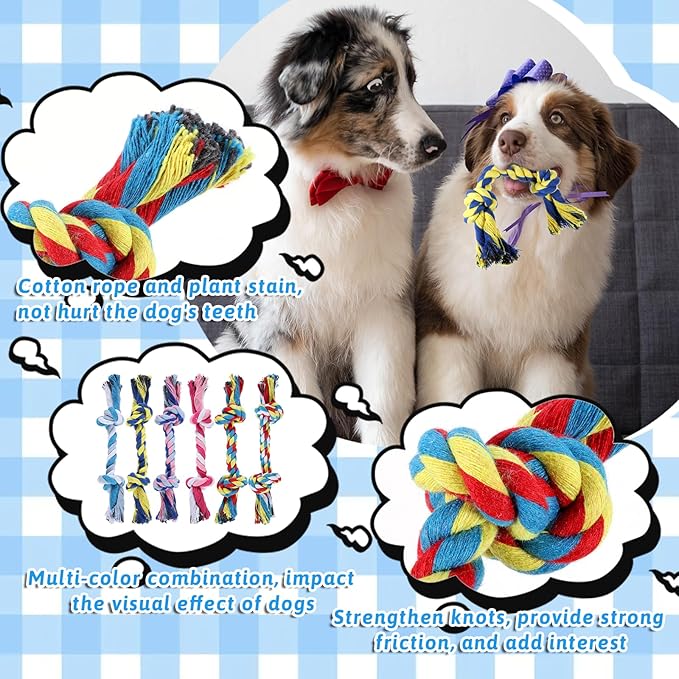 48 Pcs Dog Rope Toys Bulk, 100% Cotton Rope Dog Toys for Aggressive Chewers Durable Puppy Tug of War Toy with Knot, Interactive Puppy Toy for Small & Medium Pet Teething, Teeth Cleaning - 6 Colors