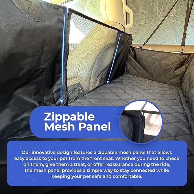 4Knines Hard Bottom Back Seat Extender for Dogs – Waterproof Dog Car Seat Cover – Heavy Duty Backseat Protector for Cars, SUVs, Trucks – Built-in EZ Open Door Protector (Patent Pending) Black, XLarge