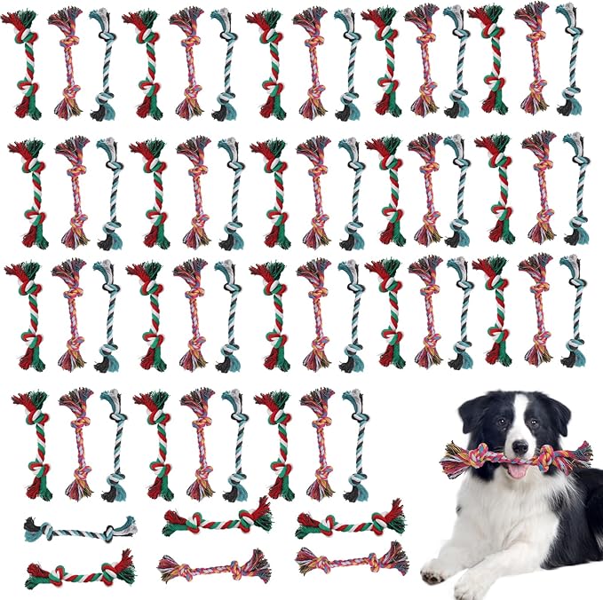 60 Pcs Multi Color Knot Rope Dog Chew Toys Puppy Rope Toy Dog Tug of War Toy Chew Toys for Small and Medium Dogs Puppies
