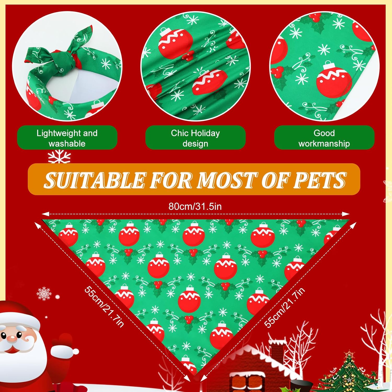 Abbylike 50 Pcs Christmas Dog Bandanas Bulk Xmas Bandanas for Dogs Triangle Kerchief Bibs Scarf Set for Pet Xmas Costume Photo Props Accessories Pet Shops Grooming, 25 Styles (31.5 x 21.7 x 21.7)