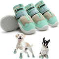 Hcpet Dog Shoes for Large Dogs, Breathable Dog Booties for Small Medium Dogs, Anti-Slip Dog Boots & Paw Protectors for Hot Pavement Winter Snow Hiking with Reflective Straps Green Size 4