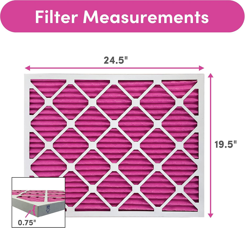 Colorfil 20x25x1 Air Filter (6-Pack) | Made in the USA | Color Changing | Remove Cat and Dog Odor | MERV 8 for Pet Hair Dander and Dust | 19.5"x24.5"x0.75" Exact Size