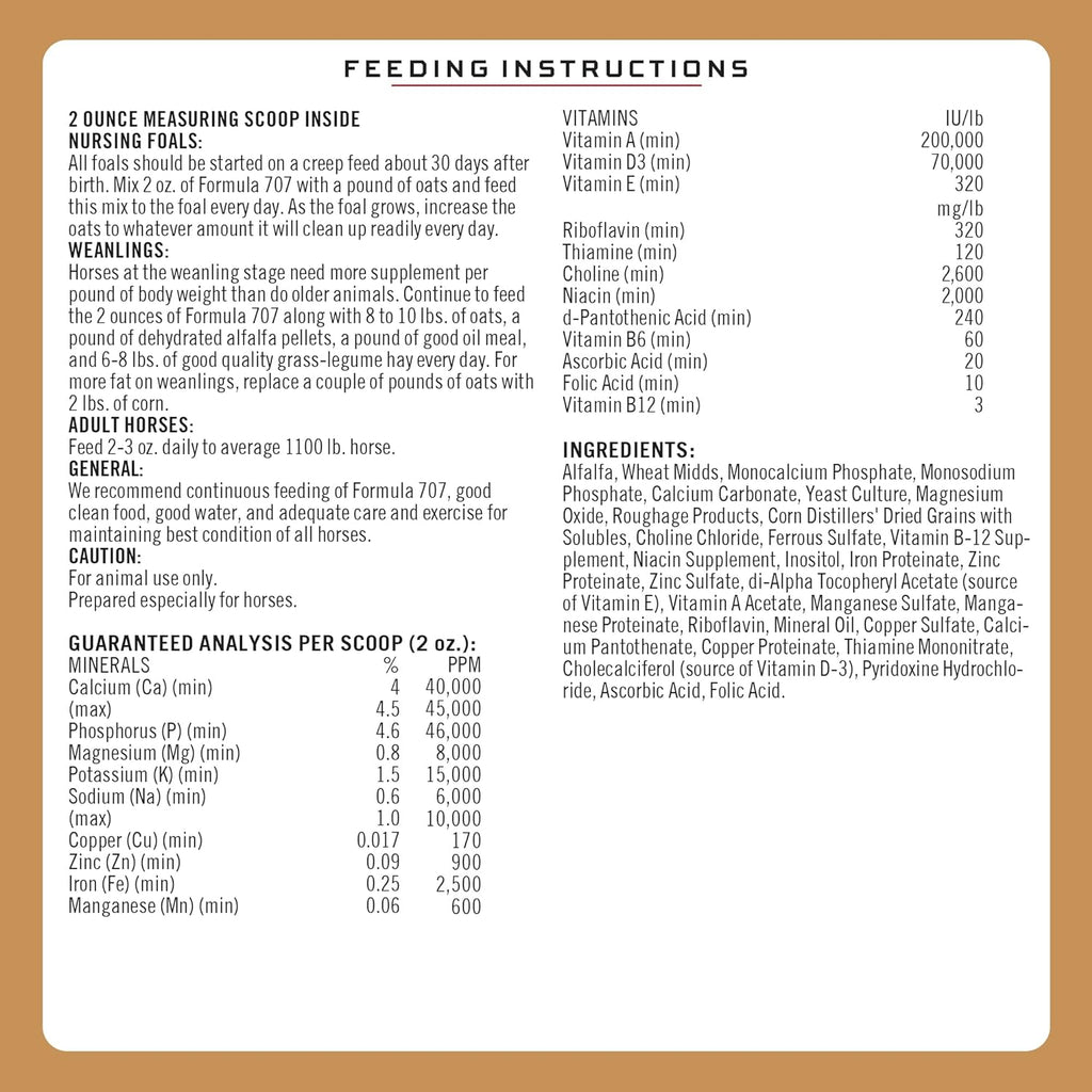Formula 707 Daily Essentials Equine Supplement, 12 lb Bag – Complete Vitamins and Minerals for Superior Health and Condition in Horses