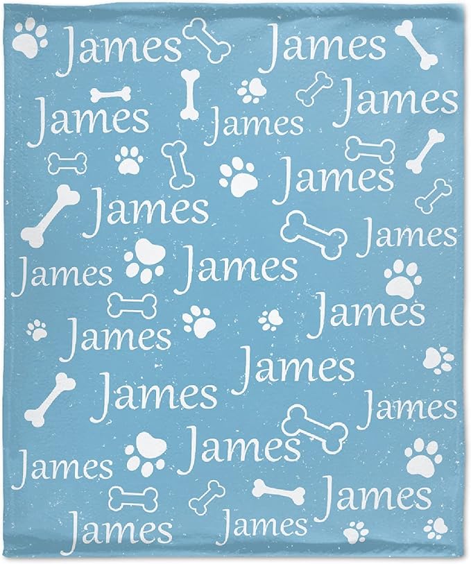 Personalized Dog Blankets Dog Paw Print Blanket Puppy Blanket - Custom Dog Blanket with Pets Name Cute Paw Print Pet Throw Puppy Fluffy Blankets S 50"x40" for Medium Dog
