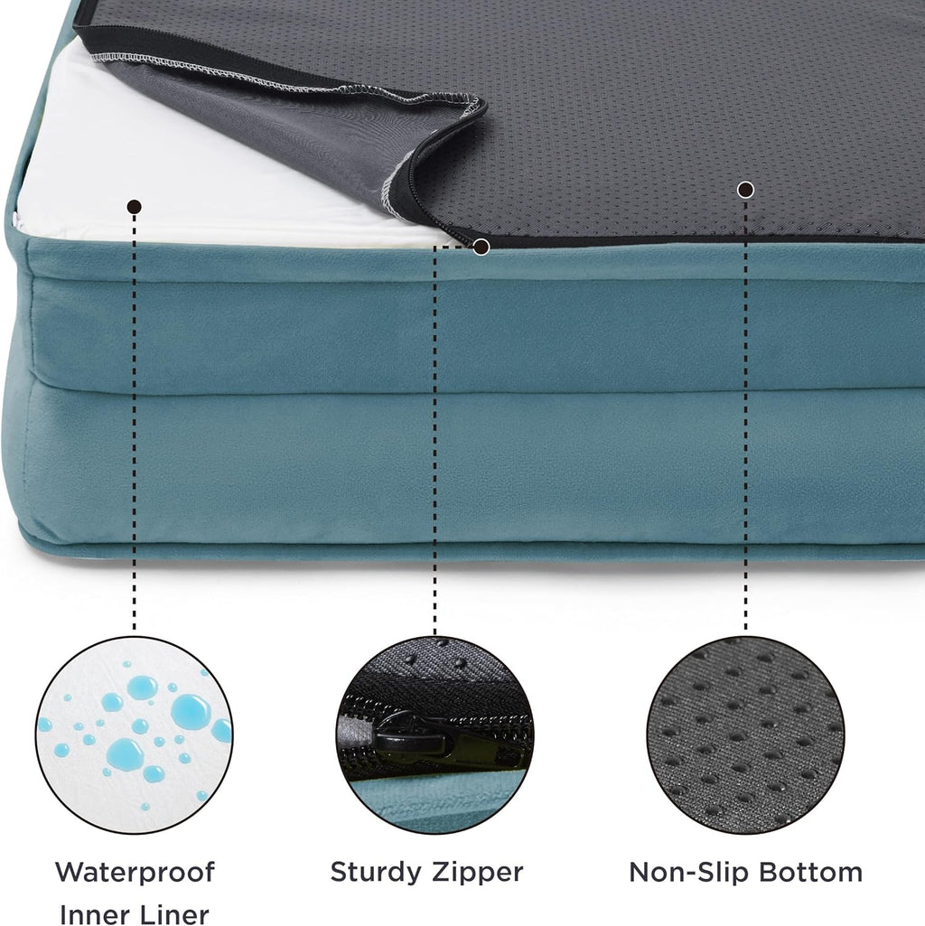 Bedsure XL Orthopedic Dog Bed for Extra Large Dogs - Washable XLarge Dog Cat Bed Waterproof, Comfort Dogs Couch Sofa with Washable Removable Cover, Pet Bed with Nonskid Bottom, Dune Haze Blue, 42"