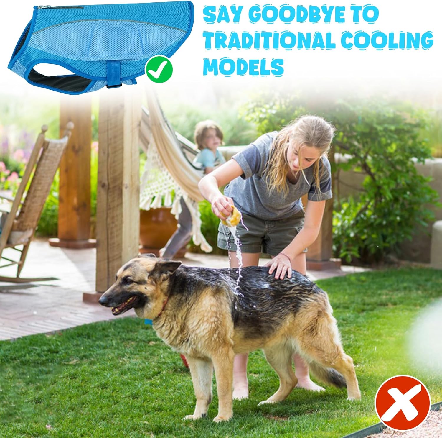 ROZKITCH Dog Cooling Vest, Evaporative Cooling Vest for Dogs with Breathable Mesh Material & Reflective Pipe, Adjustable Dog Cooling Vest Great for Large Dogs 3XL