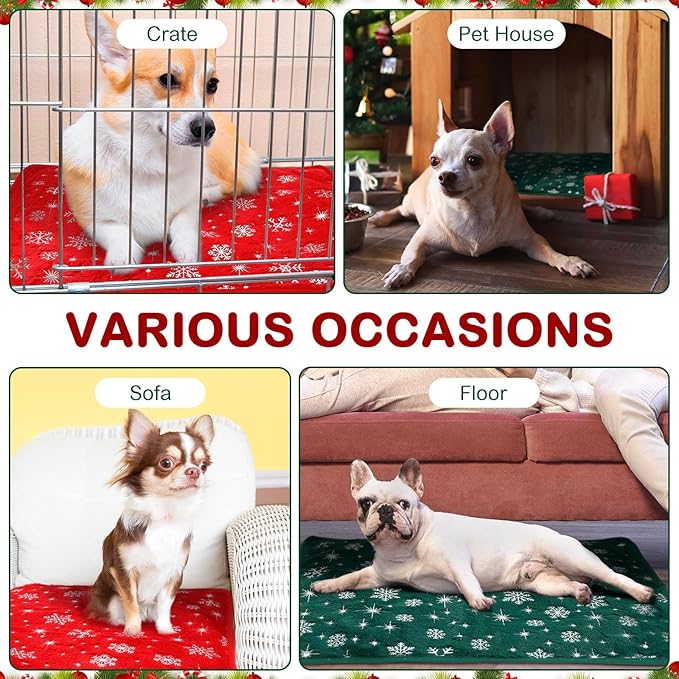 4 Pack Self Heating Cat Bed Cat Self Warming Pad with Removable Cover Extra Warm Thermal Pet Pad Washable Pet Crate Mat Anti Slip Kennel for Indoor Outdoor Pets (Snowflake,16 x 20 Inches)