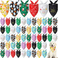 Weewooday 50 Pcs Holiday Dog Bandanas Bulk Dog Bandanas for Fall Autumn Halloween Christmas Soft Bibs Adjustable Triangle Bandana for Small Medium Large Costume (25.6 x 17.7 x 17.7 Inch)