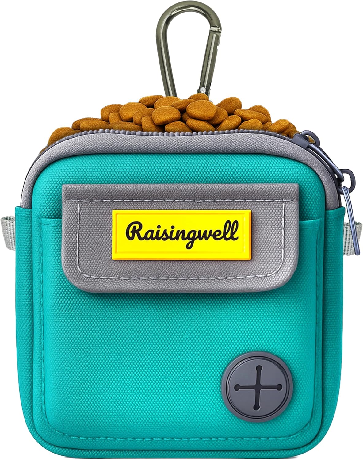 Dog Treat Pouch for Pet Walking and Training with Clicker Poop Bags and Three Bags Design Small Fanny Zipper Pack Holder for Puppy Snack Dispenser Kit for Leash and Outdoor Use (Green)