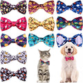 PET SHOW 10pcs Halloween Small Dog Bow Ties for Medium Dogs Puppies Rabbit Cat Detachable Bowties with Elastic Bands Attach to Collar Pet Grooming Collar Attachment Accessories