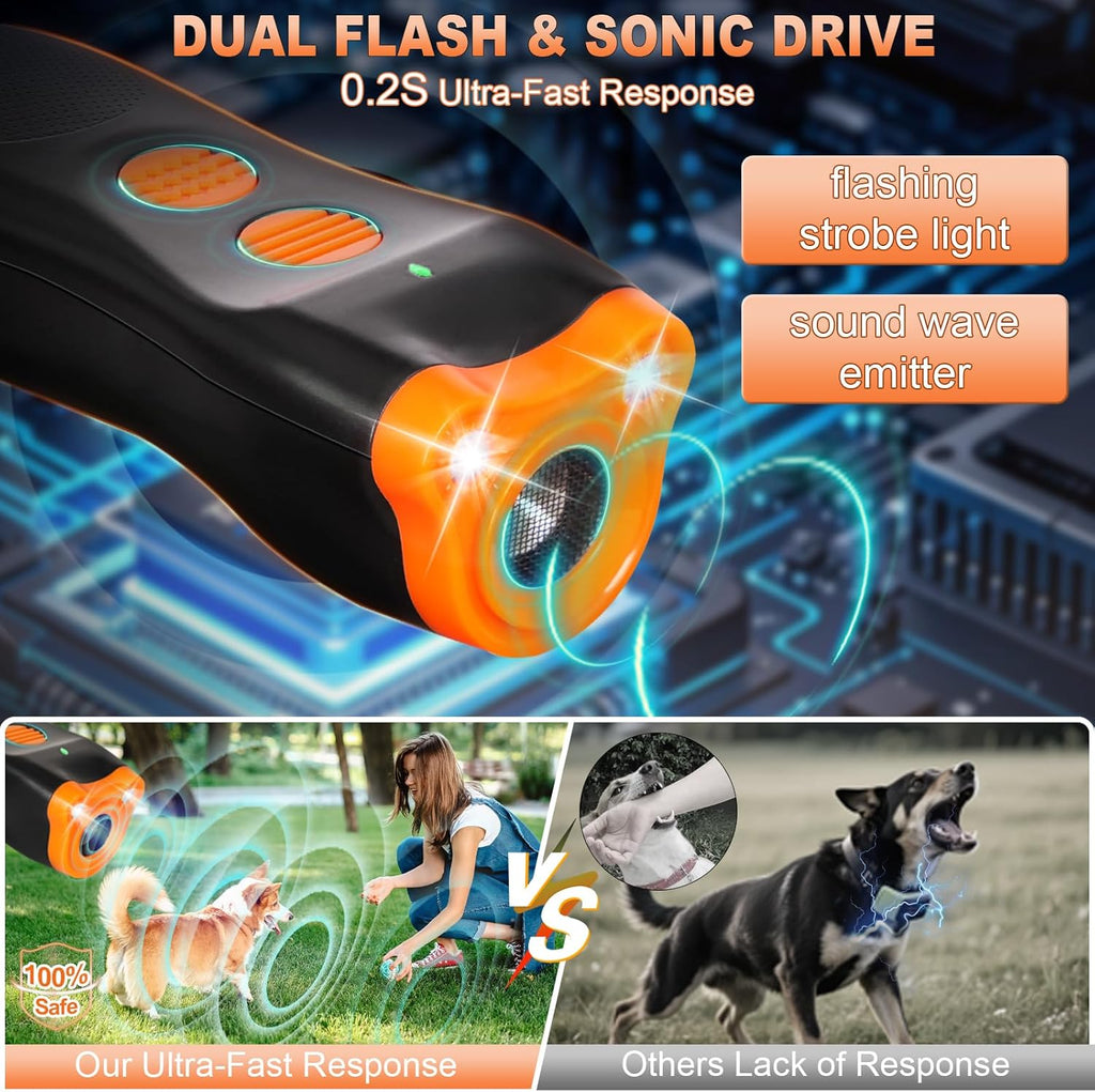 2025 Upgraded Dog Bark Deterrent Devices【Efficiency Increased 200%】【 1S Quick Response 】 100% Pet Safe, 3-in-1 Ultrasonic Dog Bark Deterrent Suitable for Indoor and Outdoor Use