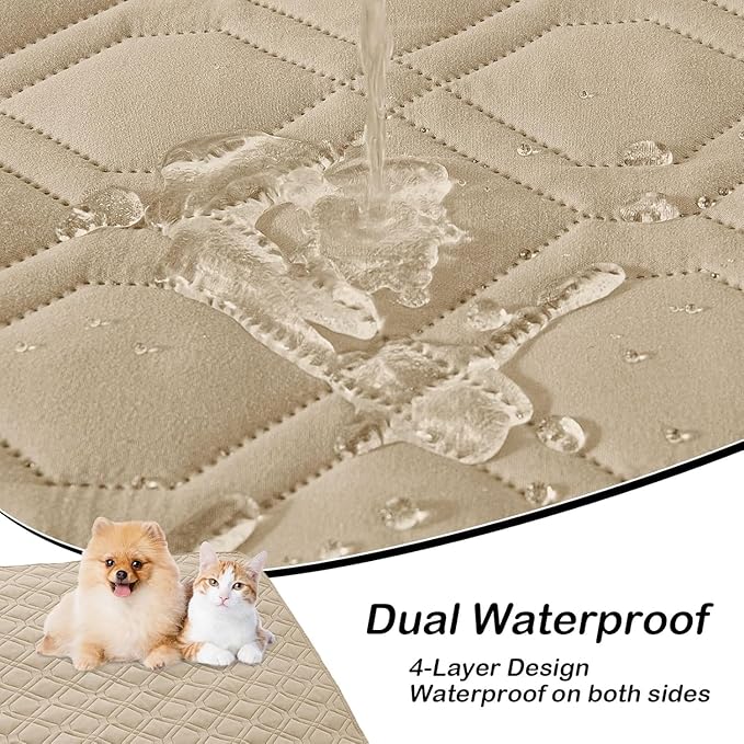hyha Waterproof Dog Bed Blanket, Soft Pet Blankets, Waterproof Couch Cover for Dogs, Reversible Sofa Covers Washable for Furniture (68x82 Inch, Taupe/Taupe)