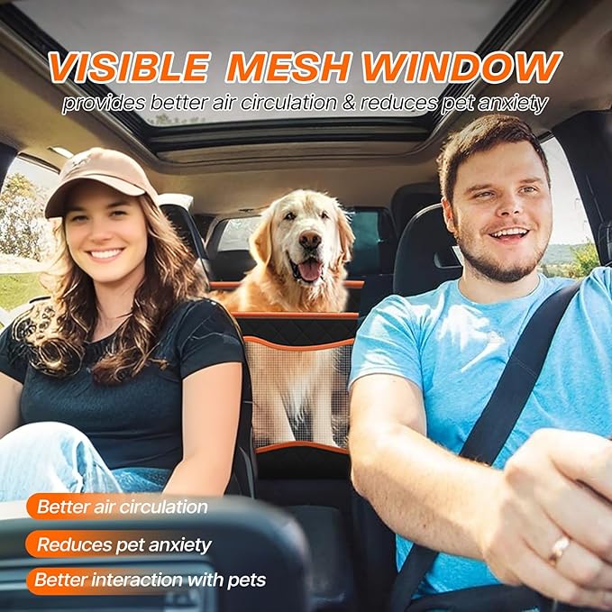 New Heavy-Duty Waterproof Dog Car Seat Cover for Back Seat with Hard Bottom,Large Back Seat Extender for Dogs,Truck Dog Seat Cover Back Seat,Holds 420lbs,Anti Scratch, Easy to Clean