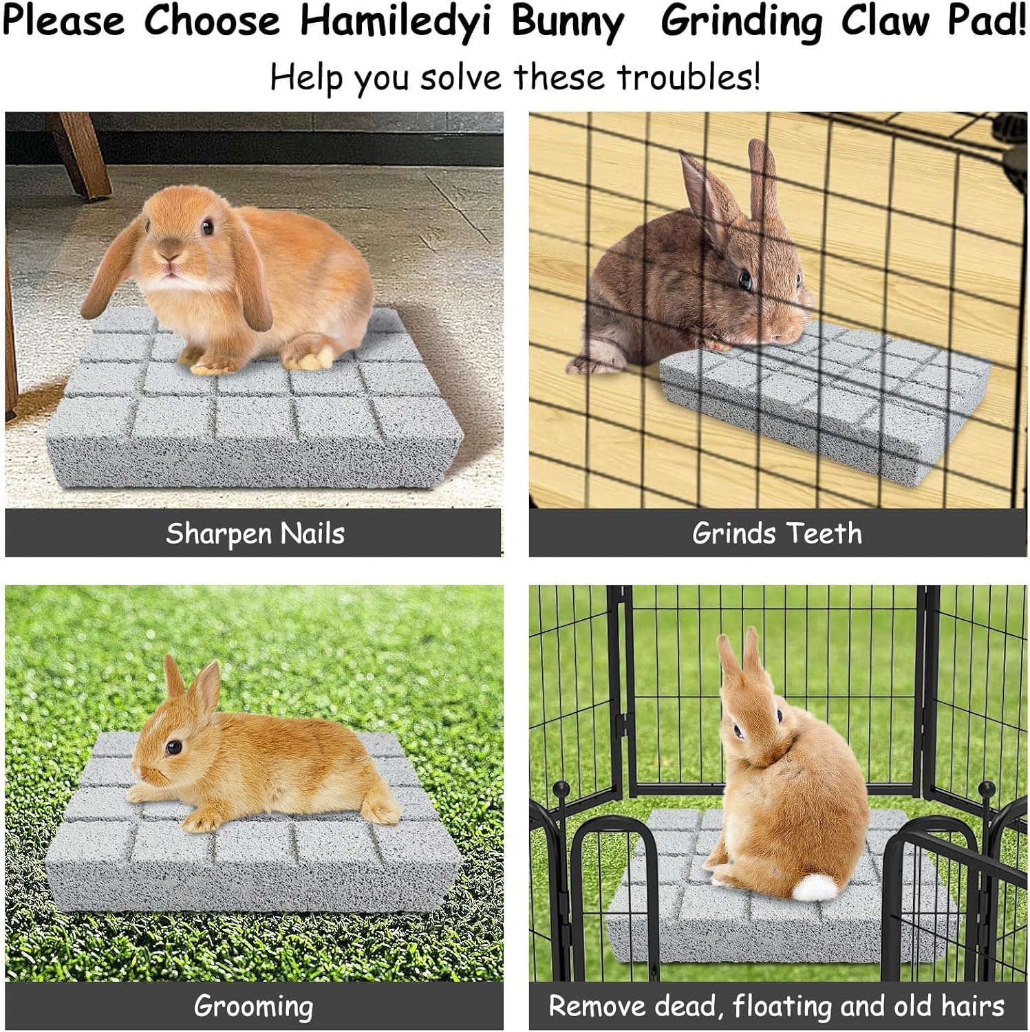 Hamiledyi 4PCS Rabbit Scratching Pads Bunny Lava Grinding Claw Pads Small Animal Foot Pads Hamster Scratch Board Chew Toys for Gerbil Chinchilla Hedgehog Guinea Pig Cage Accessories
