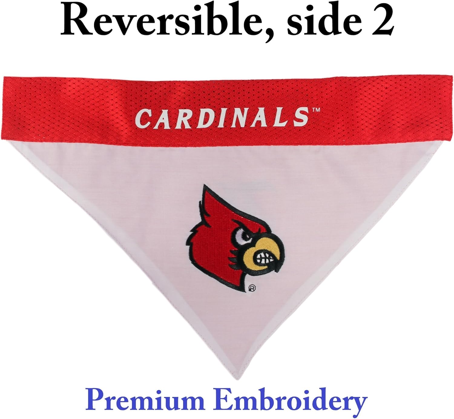 Pets First Collegiate Pet Accessories, Reversible Bandana, Louisville Cardinals, Large/X-Large