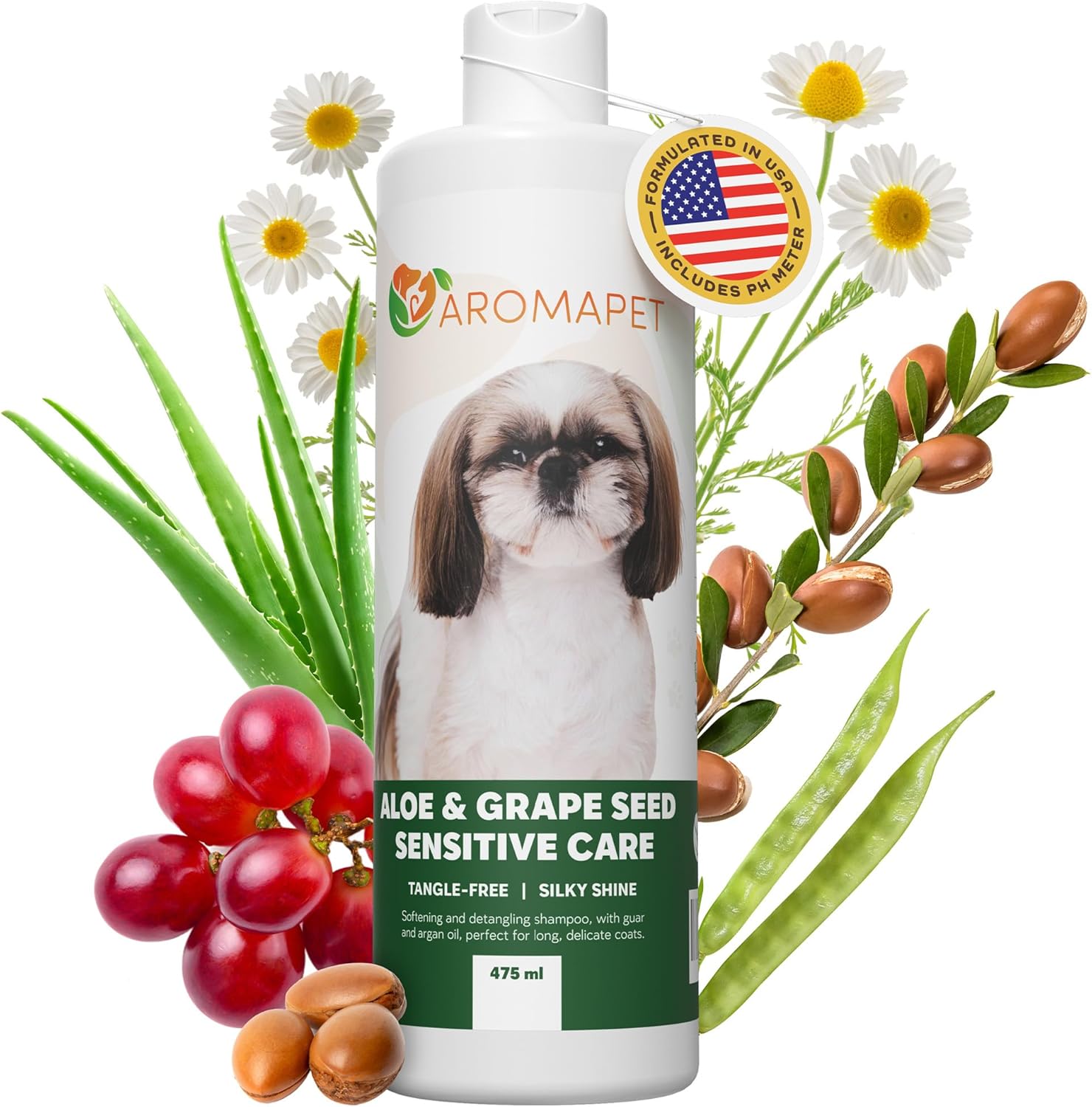 Sensitive Care -Tangle-Free-Silky Shine Softening and detangling Shampoo, Delicate Coat Clean & Odor Control Shampoo – Advanced Shine Formula for Dogs (Shih Tzu, 16 Fluid Ounces)