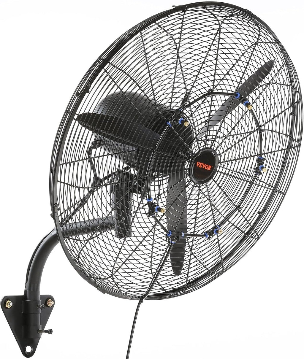 VEVOR 24 Inch 3-Speed 7000 CFM Black Waterproof Wall Mount Oscillating Fan