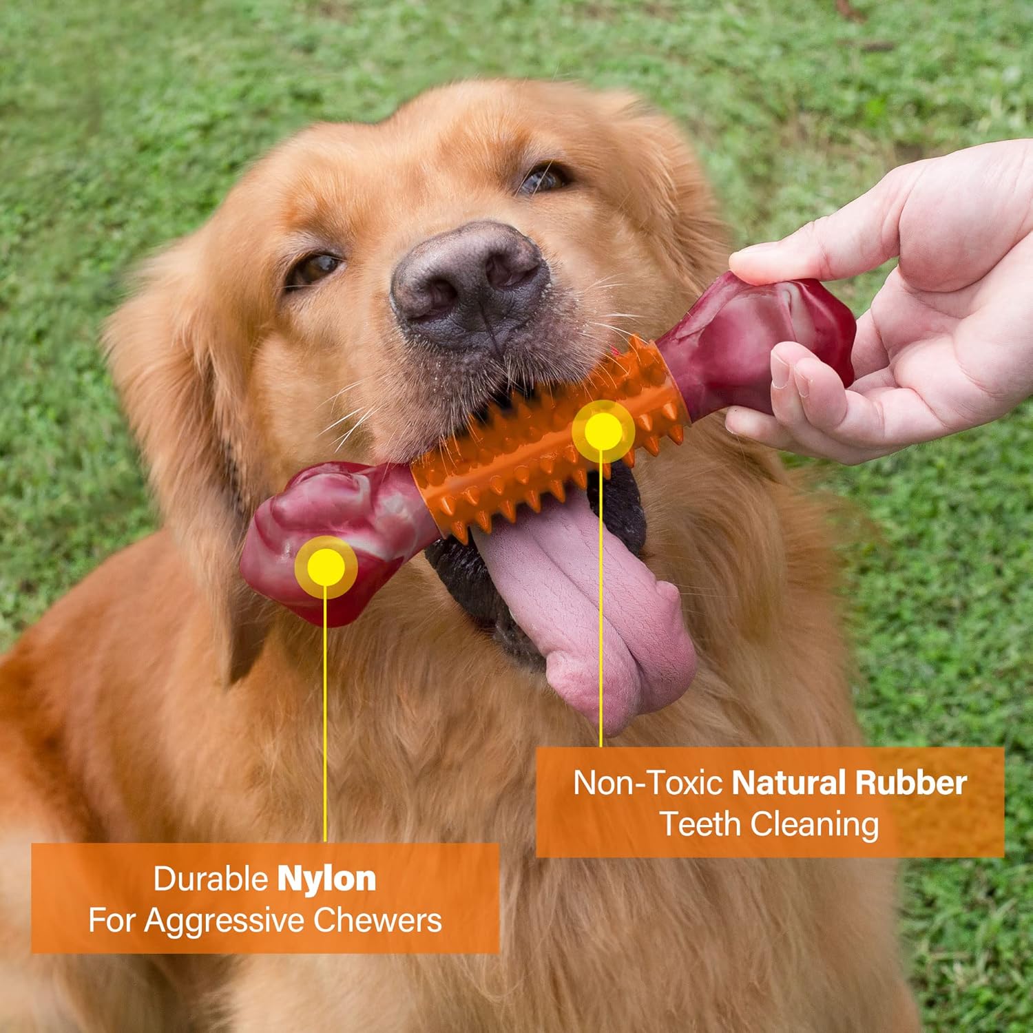 Apasiri Dog Toys for Aggressive Chewers Peanut Butter Flavored, 8" Tough Dog Chew Bone, Nylon & Rubber Chew Toy, Dog Bone Toy for Large Medium Breed 20-80lbs
