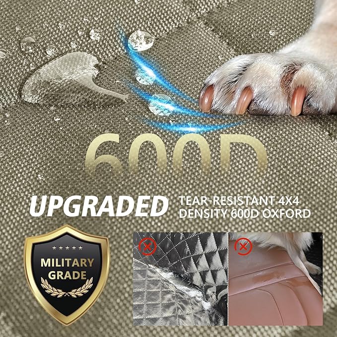 Back Seat Extender for Dogs, Dog Car Seat Cover for Back Seat Supports 420lbs, Hard Bottom Backseat Extender for Dogs, Waterproof Dog Hammock for Car, SUV, Truck Beige