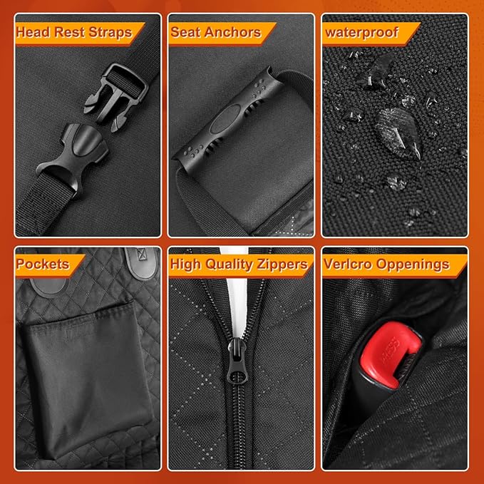 Vailge Dog Car Seat Cover, Dog Hammock for Car Backseat, Non Inflatable seat Cover for Back seat,Hard Bottom Back Seat Protector for Cars,Trucs & SUVs