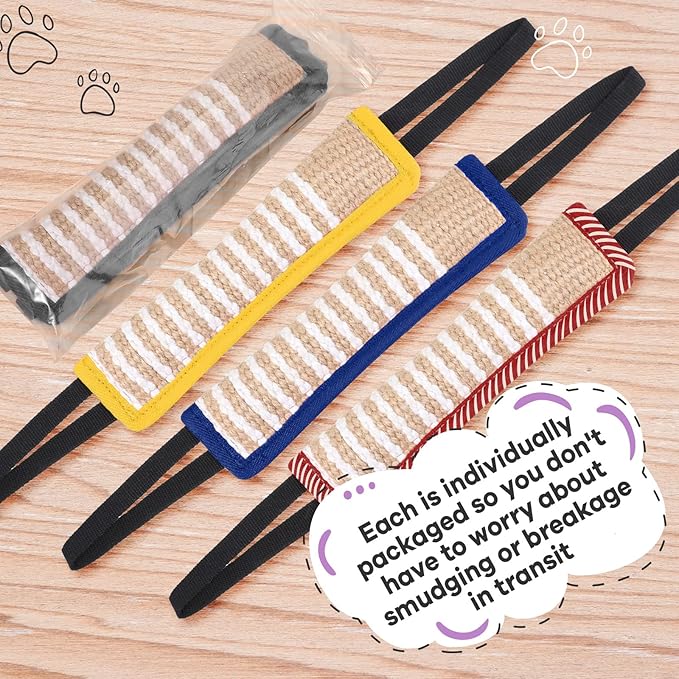 Kacctyen 4 Pcs Christmas Dog Tug Toys, Jute Pillow Pull Toy with 2 Strong Handles Tug of War Interactive Play Puppy Training Equipment for Medium to Large Dogs, 4 Colors(Dark Color)