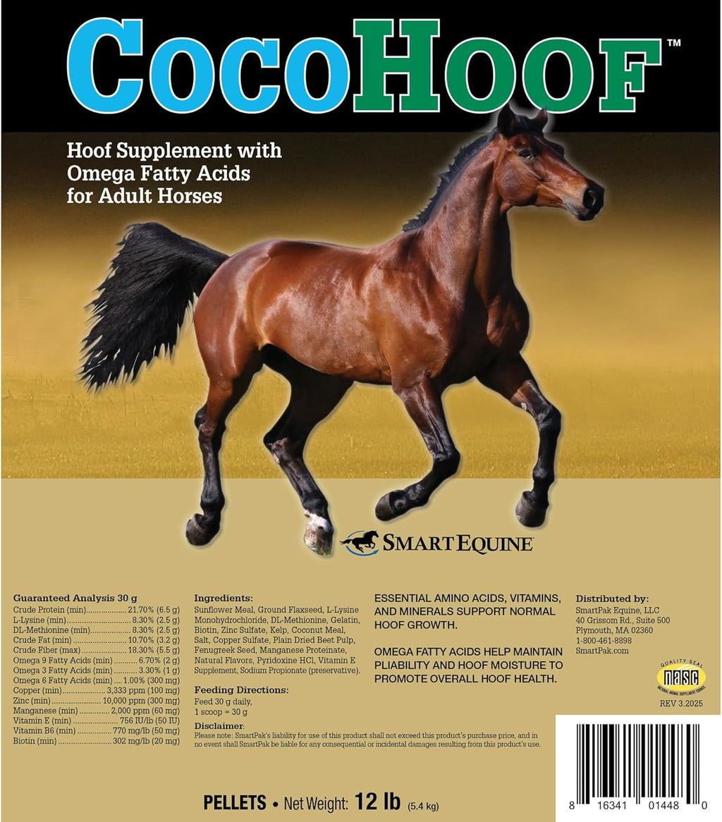 Uckele by SmartEquine CocoHoof | Hoof Supplements for Horses | Biotin for Horses Hooves | Horse Vitamins and Minerals Supplement | Provides Amino Acids, Fatty Acids and Vitamins | 12 LB