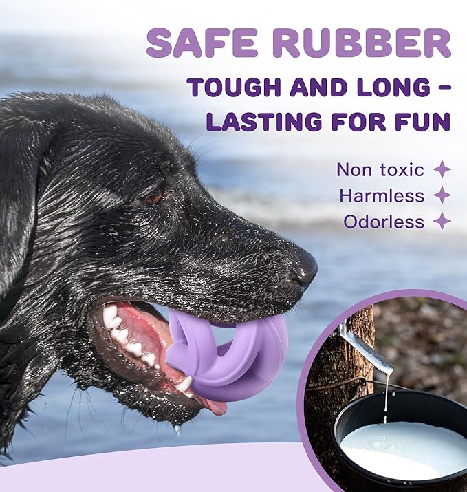 Dog Chew Toys for Aggressive Chewers,Natural Rubber/Heavy Duty Chew Toy for Fetch & Tug, Indestructible Dog Toy -Anxiety Relief &Long Lasting &Training & Dishwasher Safe, Tough Dog Toy,Purple