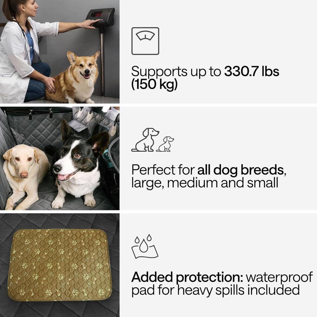 Truck Dog Seat Cover for Back Seat – Hard Bottom Hammock Holds 400lbs – Waterproof Pet Seat Protector for Large Dogs – Back Seat Extender Platform with Storage – Dog Car Seat Cover for Trucks SUV