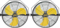 HiCFM 4600 CFM 18 inch High Velocity Wall Mounted Fan, TEAO Enclosure Motor, Safety Yellow Blade, 9 FT Cord, 180 Degree Tilting, 3 Speed Industrial Shop Fan for Patio, Garage Use - UL Listed, 2 Pack