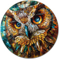 Lygond Metal Sign Tin Sign Circular Stained Glass Owl Metal Garden Sign for Club 12×12 Inches