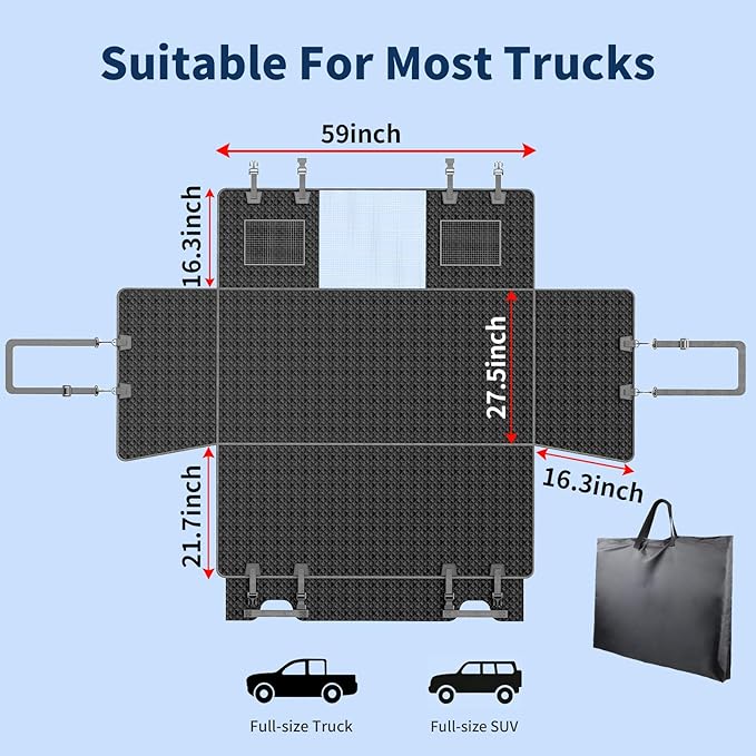 Tough Dog Car Seat Cover for Back Seat with Seatback Top Protection, Waterproof Hard Bottom Back Seat Extender for Dogs, Scratch Resistant Heavy Duty Dog Hammock for Truck Large SUV