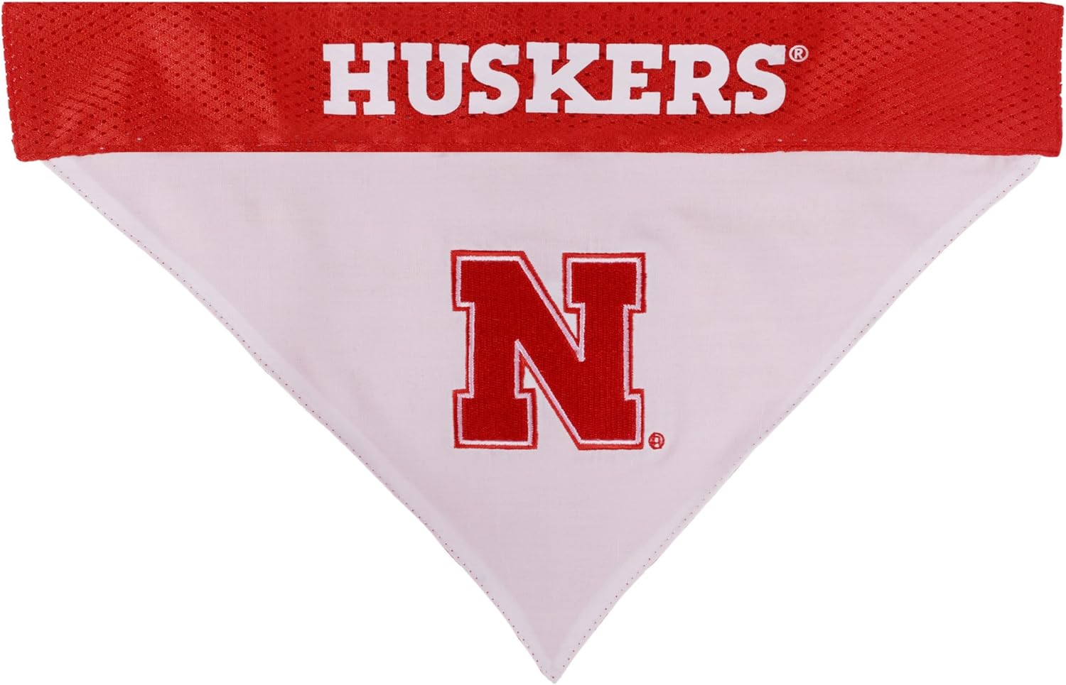 Pets First Collegiate Pet Accessories, Reversible Bandana, Nebraska Cornhuskers, Small/Medium
