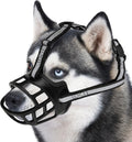 Dog Muzzle for Large Dogs, Breathable Basket Muzzles for Small, Medium and X-Large Aggressive Dog, Allows Panting Drinking, Suitable for Grooming Trimming Training (4, Blacks)
