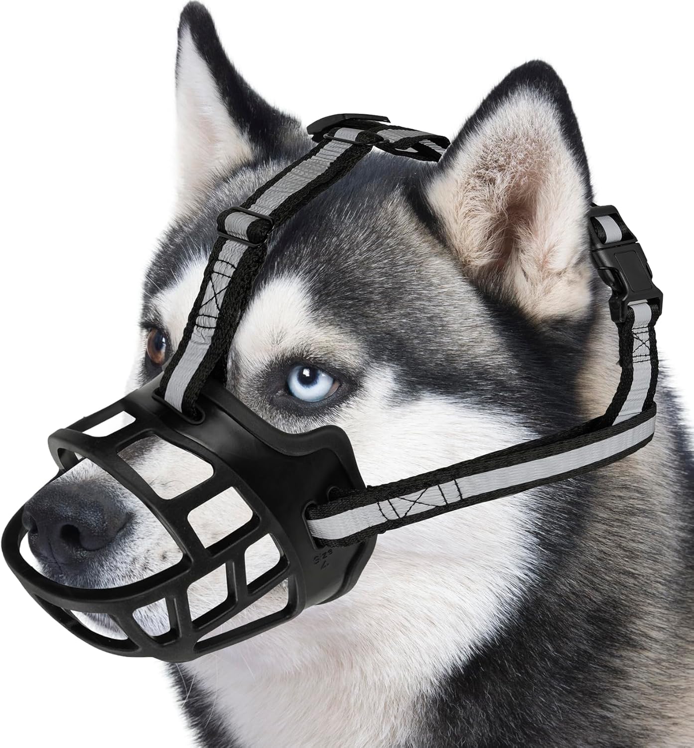 Dog Muzzle for Large Dogs, Breathable Basket Muzzles for Small, Medium and X-Large Aggressive Dog, Allows Panting Drinking, Suitable for Grooming Trimming Training (4, Blacks)