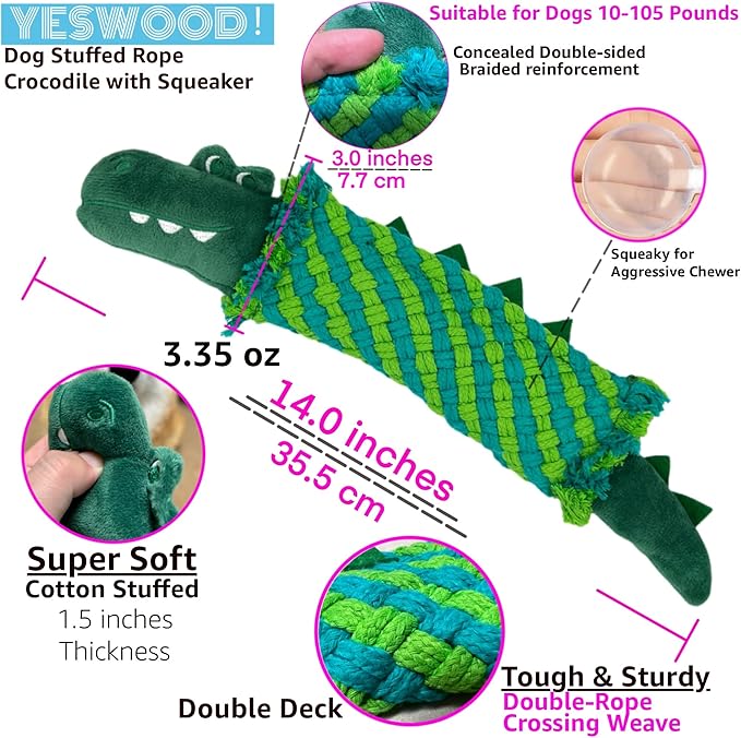 YESWOOD! Dog Squeaky Cocodie Rope Toy Pink Cute Stuffed Lobster,Durable Puppy RopeToy for Aggressive Chwers Tug of War Fetch Chew Toys for Teething Small Medium Breed 10-105 Pounds Interactive Gifts