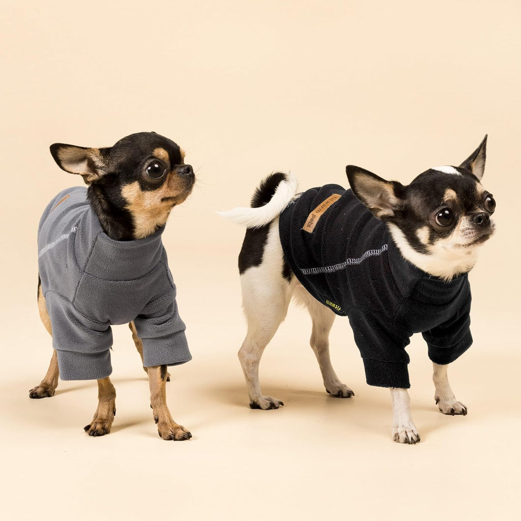 Fitwarm 3 Pack Classic Fleece Sweater, Turtleneck Sweatshirt, Winter Clothes for Small Dogs, Pet Pullover Jumper, Cat Apparel, Black, Grey, White, XXL