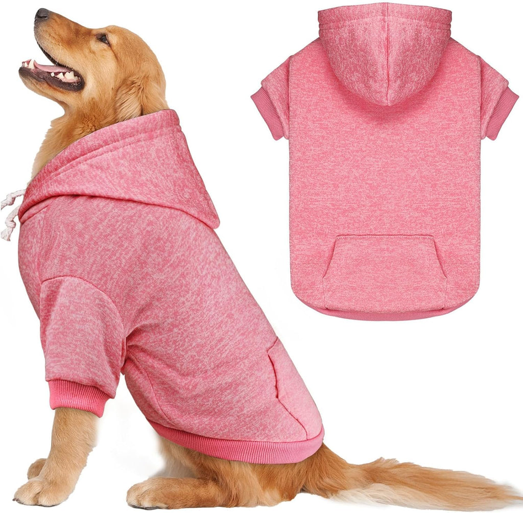 Dog Sweaters for Large Dogs Dog Hoodie Fleece Dog Sweater Soft Dog Clothes Sweatshirt with Pocket Dog Hoodie for Large Dogs(Pink&XXL)