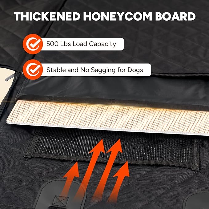 Heeyoo Dog Car Seat Cover for Back Seat, Hard Bottom Car Seat Cover Holds 500lbs, Scratch-Proof Backseat Extender for Dog, Waterproof Pet Hammock for Car, SUV