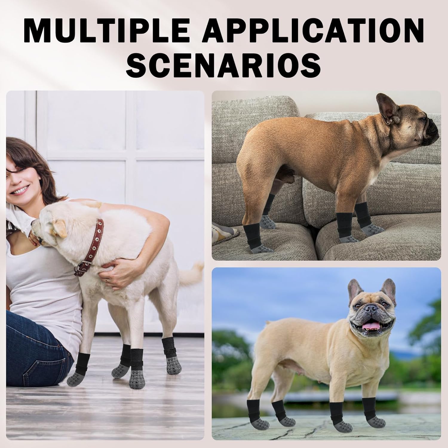 SCENEREAL Dog Socks to Prevent Licking Paws for Hardwood Floors Anti Slip, Dog Grippy Socks Shoes for Senior Small to Large Dogs, Dog Boots & Paw Protectors for Hot/Cold Scratching Pavement