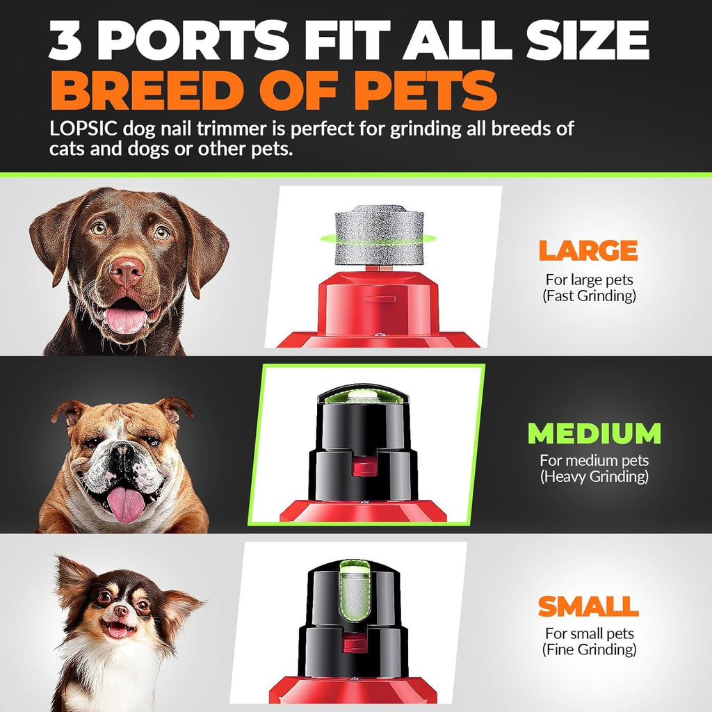 Dog Nail Grinder with 2 LED Lights Powerful 2 Speeds Super Quiet Dog Nail Trimmers with 3 Grinding Wheels Rechargeable Pet Dog Nail Clippers for Large Medium Puppy Dogs Dog Nail File Cat Nail Clipper
