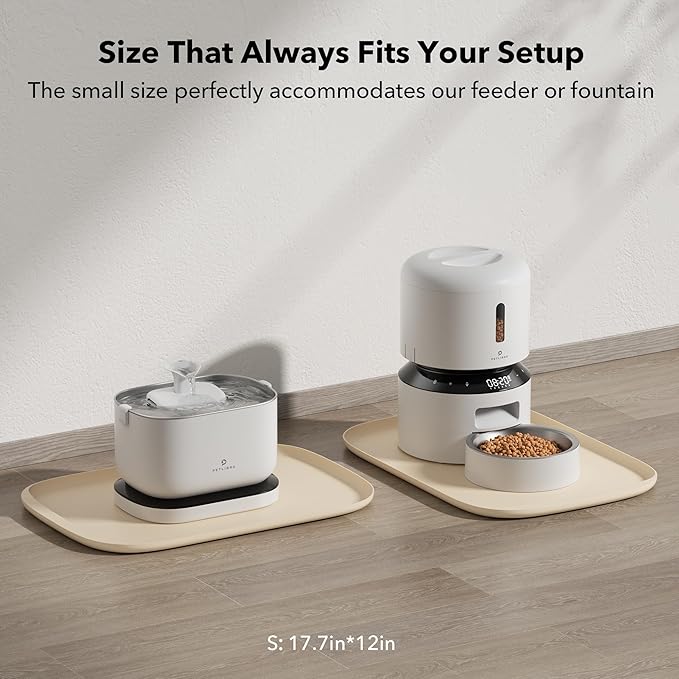 PETLIBRO Dog Food Mat, Safety Silicone Cat Food Mat for Feeder & Fountain, Waterproof Dog Bowl Mat, Raised Edge Spill Protection Floor, Cove Feeding Mat for AF005, AF103 Single Tray, 17.7"x12"