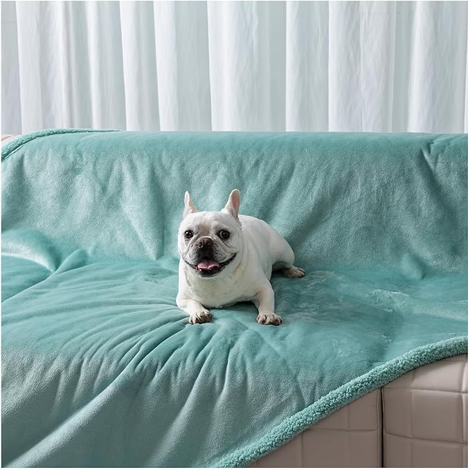 Waterproof Pet Blanket for Dogs Reversible Pets Bed Cover Puppy Fluffy Jacquard Throw Blankets Leakproof Sofa Couch Covers Cat Dog Blanket for Warm Washable Reversible Mat-Green,M