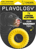 Playology Dog Toys | Dual Layer Ring Durable Chew Toy for Aggressive Chewers | Medium Chicken Scented Toy - Easy to Clean and Made from Non Toxic Materials