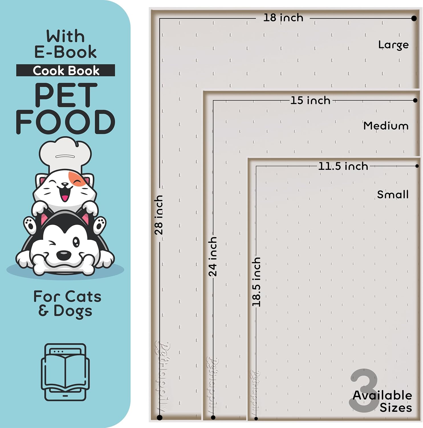 Dog Food Mat - 28x18 Raised Edges Dogs Mat for Food and Water Prevent Spill, Waterproof Cat Food Mats Protect Floors, Easy Clean Dog Bowl Mats for Food and Water, Silicone Pet Feeding Placemats